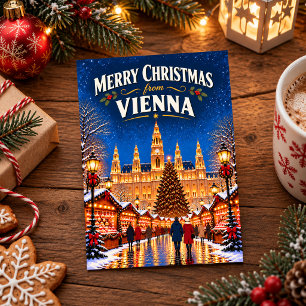 Prettig kerstfeest vanuit Wenen Oostenrijk in vint Briefkaart