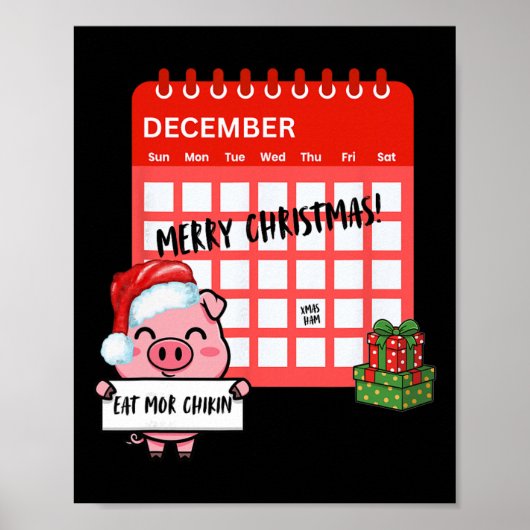 Prettig kerstfeest Varken Kerstmis Kerstkalender L Poster (Voorkant)