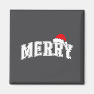 Prettig kerstfeest Varsity-tekst met kerstmuts Ker Magneet