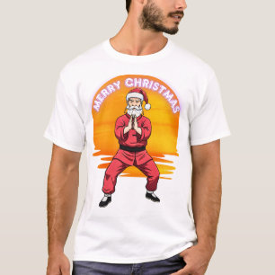 Prettig kerstfeest Vechtkunst Kerstman Kung Fu Win T-shirt