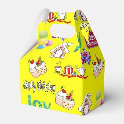 Prettig kerstfeest Verjaardag Gable Favor Doos Bedankdoosjes (Voorkant Zijde)