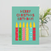Prettig kerstfeest verjaardag Kleurrijke kaarsen (Staand voorkant)