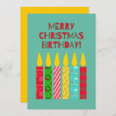 Prettig kerstfeest verjaardag Kleurrijke kaarsen (Voorkant / Achterkant)
