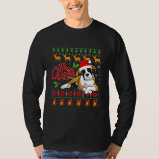 Prettig kerstfeest verlichting lelijke boxer kerst t-shirt