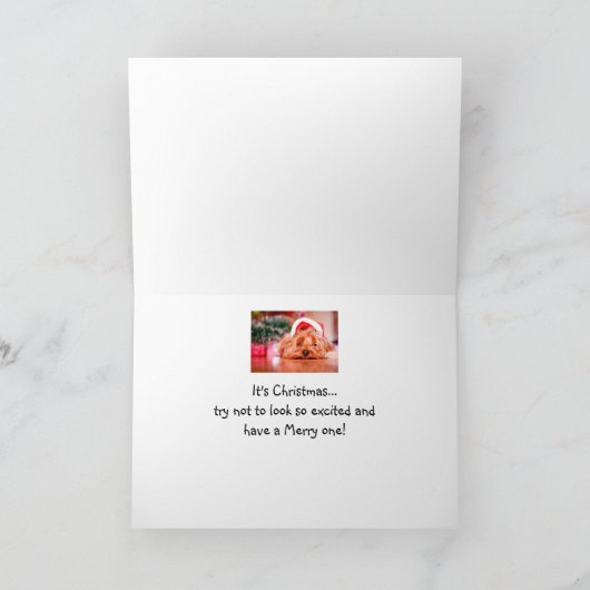 Prettig kerstfeest Vermoeide Yorkshir Terrier Hond Kaart (Binnen)