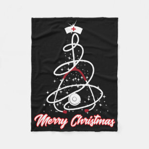 Prettig kerstfeest verpleegster shirt Yuletide beo Fleece Deken