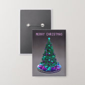 Prettig kerstfeest. Versierde boom met cadeaus Button (Voorkant / Achterkant)