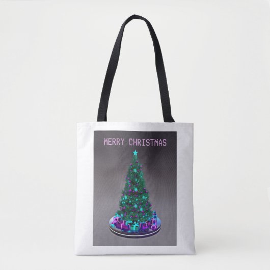 Prettig kerstfeest. Versierde boom met cadeaus Tote Bag (Voorkant)