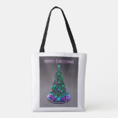 Prettig kerstfeest. Versierde boom met cadeaus Tote Bag (Achterkant)