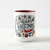 Prettig kerstfeest Versierde Familie Mok (Midden)