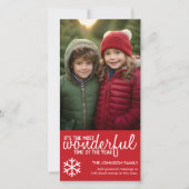 Prettig kerstfeest - Verticale rode fotogroet Feestdagenkaart (Voorkant)