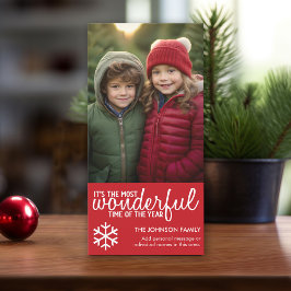 Prettig kerstfeest - Verticale rode fotogroet Feestdagenkaart