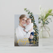 Prettig kerstfeest Verticale vakantiefoto Goud Folie Feestdagen Briefkaart (Staand Voorkant)
