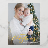 Prettig kerstfeest Verticale vakantiefoto Goud Folie Feestdagen Briefkaart (Voorkant)