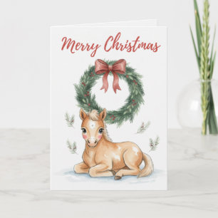 Prettig kerstfeest Veulenskaart Schattige paardenl Kaart