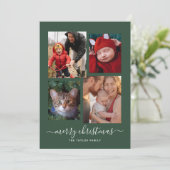Prettig kerstfeest vier foto collage feestdagenkaart (Staand voorkant)