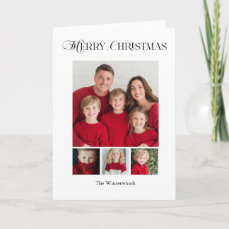 Prettig kerstfeest vier foto ontwerp feestdagen kaart