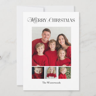 Prettig kerstfeest vier foto ontwerp feestdagenkaart