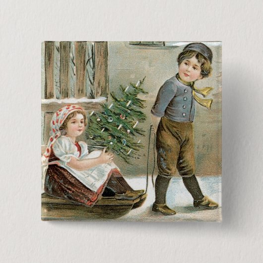 Prettig kerstfeest! vierkante button 5,1 cm (Voorkant)