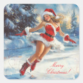 Prettig kerstfeest vierkante sticker (Voorkant)