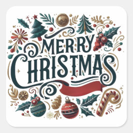 Prettig Kerstfeest Vierkante Sticker