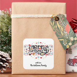 Prettig kerstfeest vierkante sticker