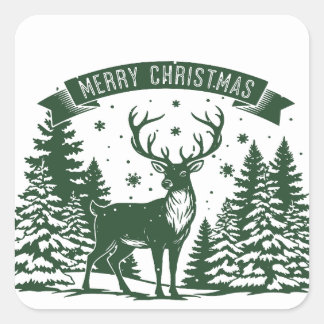 Prettig kerstfeest vierkante sticker