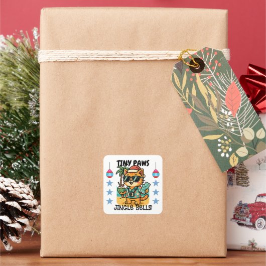 Prettig kerstfeest vierkante sticker (Feestdagen)