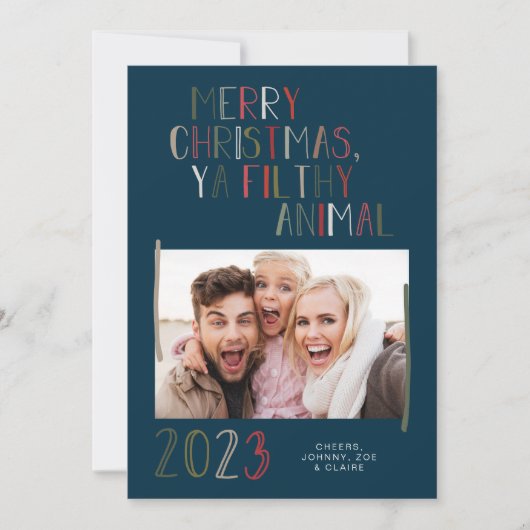 Prettig kerstfeest vies beest kerstkaart (Voorkant)