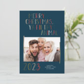 Prettig kerstfeest vies beest kerstkaart (Staand voorkant)
