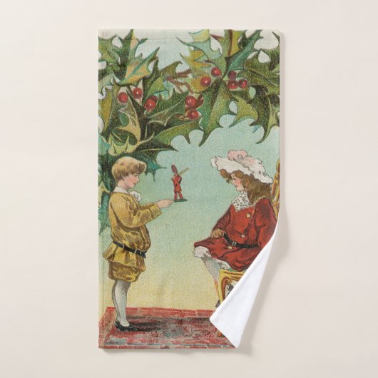 Prettig Kerstfeest - vintage ansichtkaart Handdoek (Handdoek)