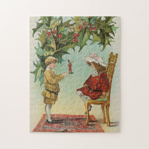 Prettig Kerstfeest - vintage ansichtkaart Legpuzzel