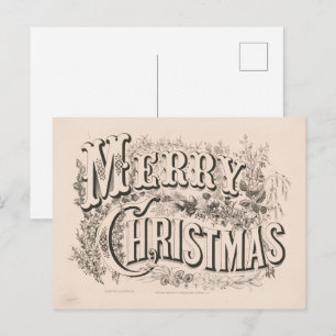 Prettig kerstfeest, Vintage Currier & Ives print Briefkaart