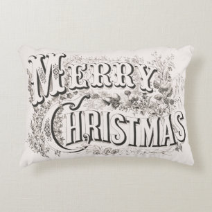 Prettig kerstfeest, Vintage Currier & Ives (reprod Accent Kussen
