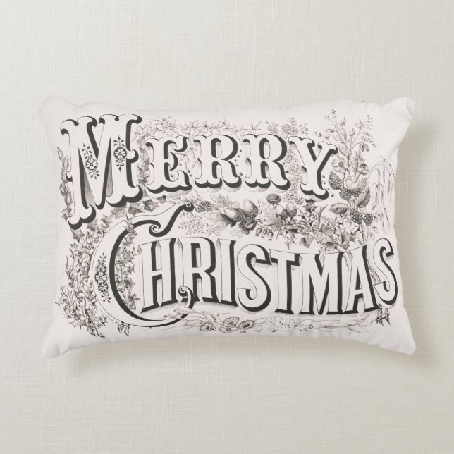 Prettig kerstfeest, Vintage Currier & Ives (reprod Accent Kussen (Voorkant)