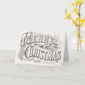 Prettig kerstfeest, Vintage Currier & Ives (reprod Kaart (Gele Bloem)