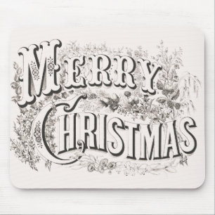 Prettig kerstfeest, Vintage Currier & Ives (reprod Muismat