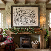 Prettig kerstfeest, Vintage Currier & Ives (reprod Poster