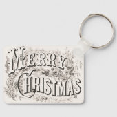 Prettig kerstfeest, Vintage Currier & Ives (reprod Sleutelhanger (Voorkant)