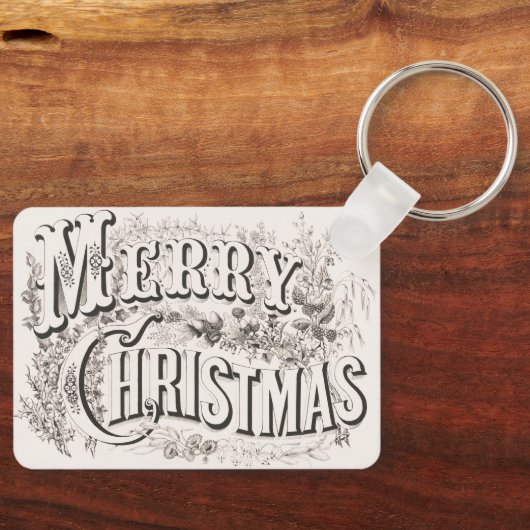 Prettig kerstfeest, Vintage Currier & Ives (reprod Sleutelhanger (Voorkant)