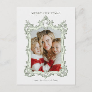 Prettig kerstfeest Vintage Elegante Frame Groen Feestdagenkaart