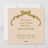 Prettig kerstfeest vintage gouden strik feestdagenkaart (Achterkant)