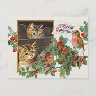 Prettig kerstfeest vintage illustratie 1911 briefkaart