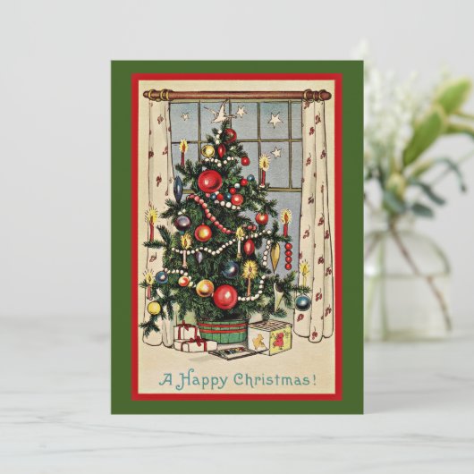 Prettig Kerstfeest, vintage illustratie, Kaart (Staand voorkant)