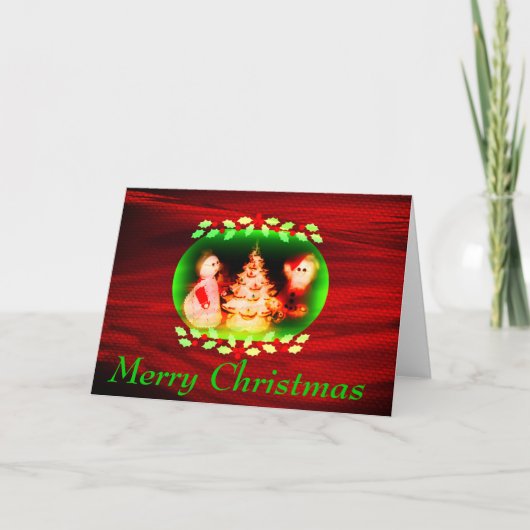 Prettig kerstfeest Vintage kaart (Voorkant)