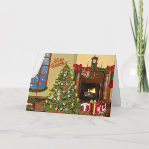 Prettig kerstfeest Vintage kerstboom & cadeaus Feestdagen Kaart