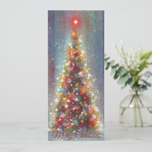 Prettig kerstfeest Vintage kerstboom Feestdagenkaart (Staand voorkant)