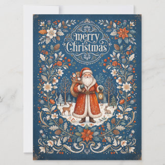 Prettig kerstfeest Vintage Kerstman Feestdagenkaart