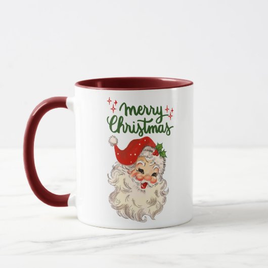 Prettig kerstfeest vintage Kerstman vakantie Mok (Links)