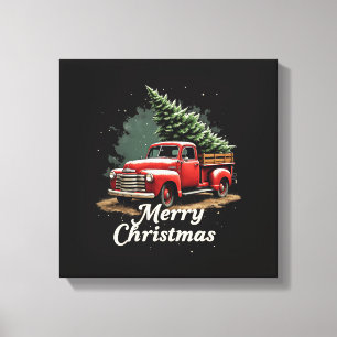 Prettig kerstfeest Vintage Kersttruck Canvas Afdruk
